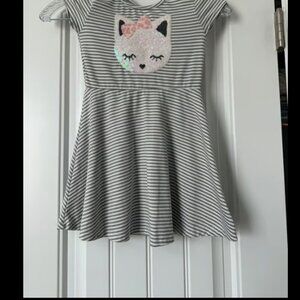 Btween Sequin Cat Little Girls Dress - 4T